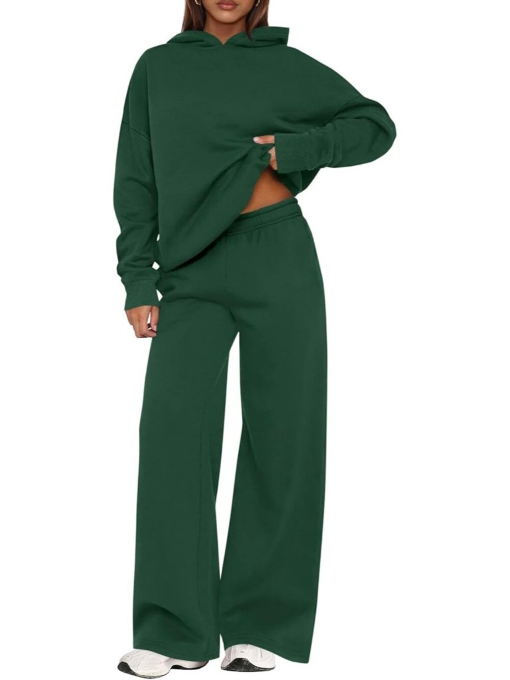 Women's Sweatsuits 2 Piece Sets Dark Green Casual Long Sleeve Sweatpants Fall